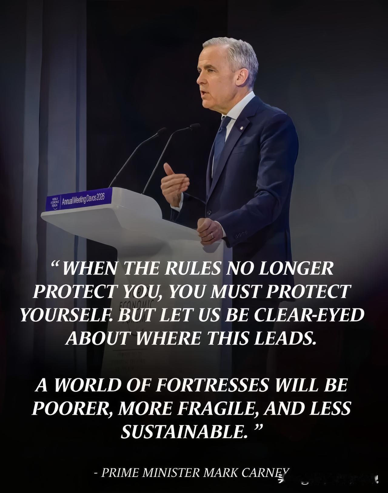 达沃斯炸场实话！旧秩序凉透，中等国家终于硬刚了谁能想到！达沃斯论坛加拿大