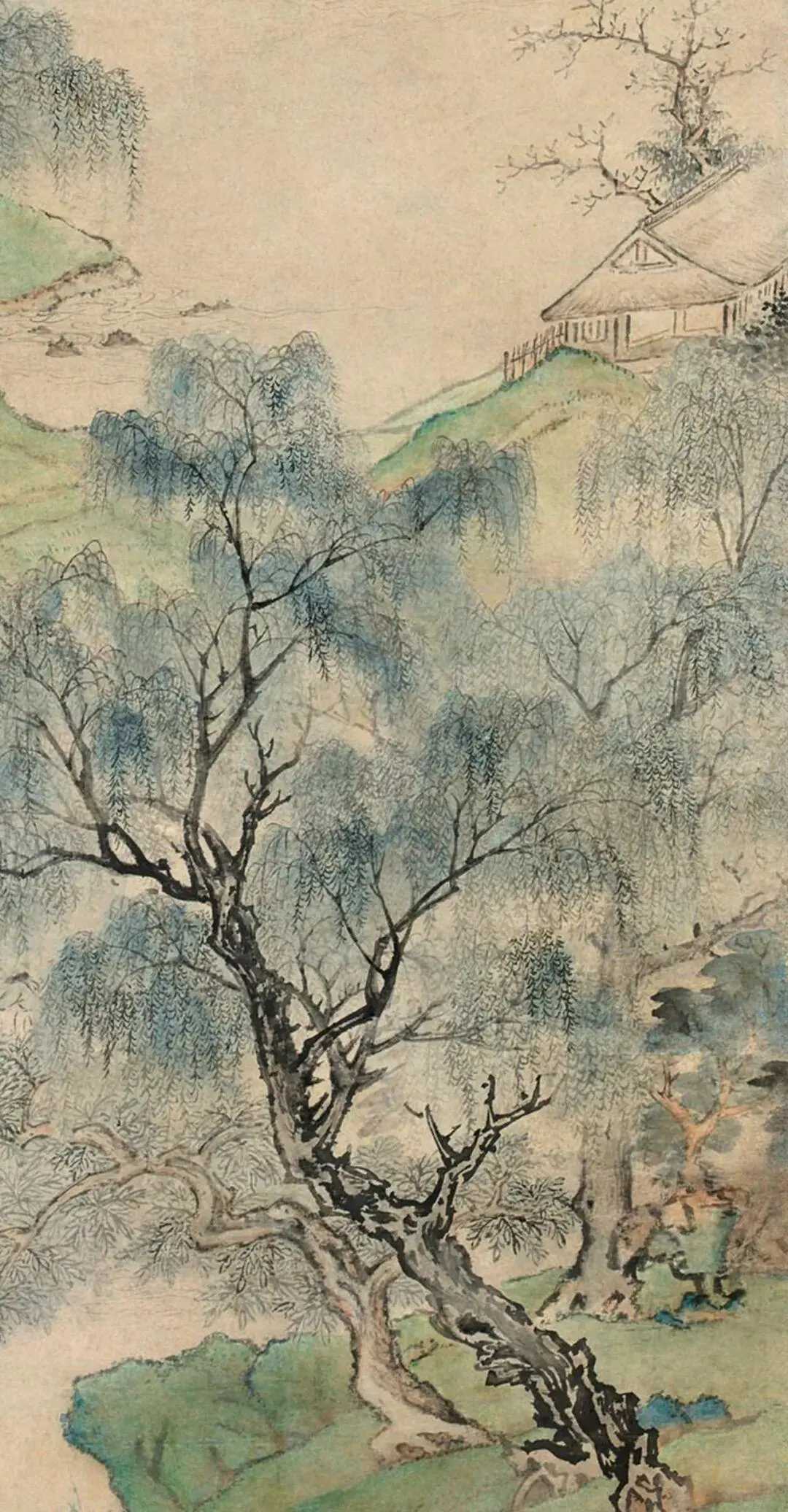 莫是龙《江乡小景》，134×49.5cm，莫是龙（1537－1587），明代文