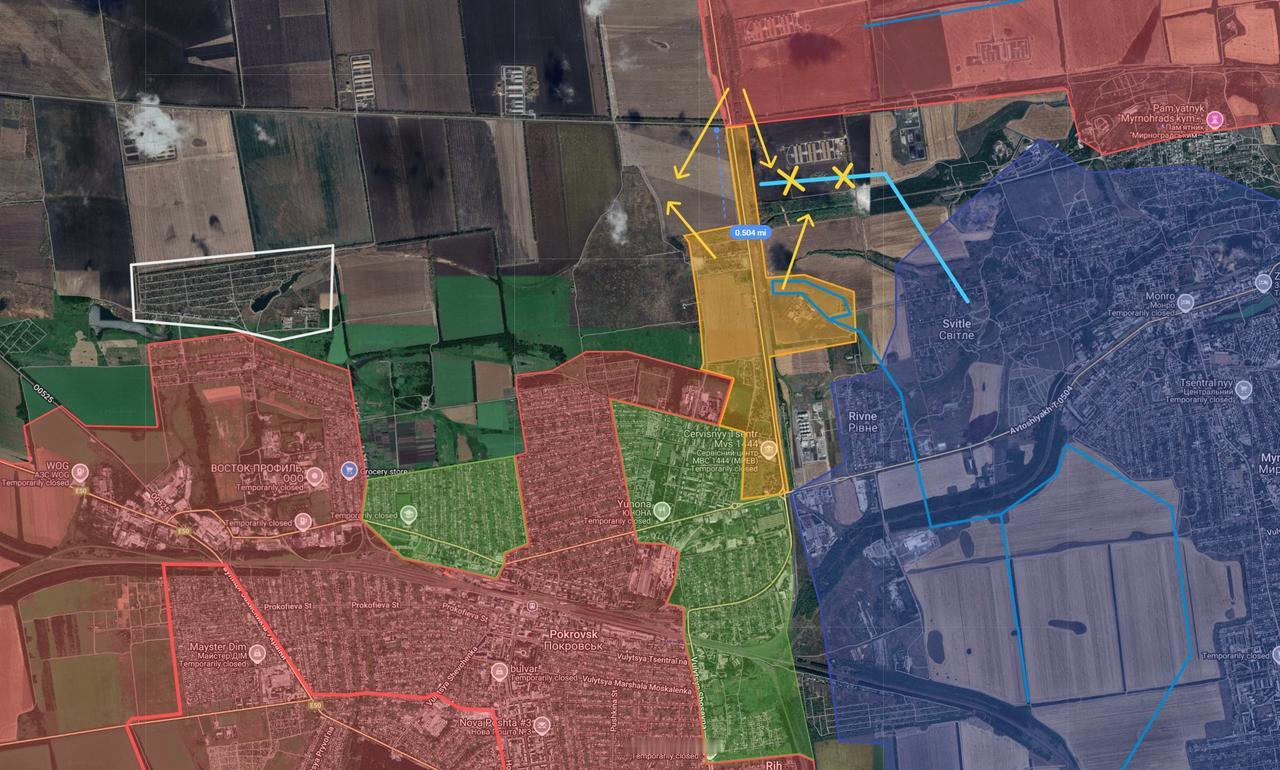 🔻地图博主Kalibrated表示：俄军已包围米尔诺赫拉德。波克罗夫斯克95