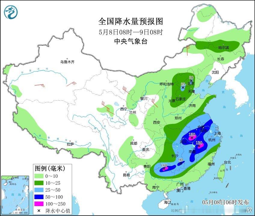 【强降雨】今后3天南方的降雨，总体呈现今天到明晨最强，明后两天减弱南落的趋势。对