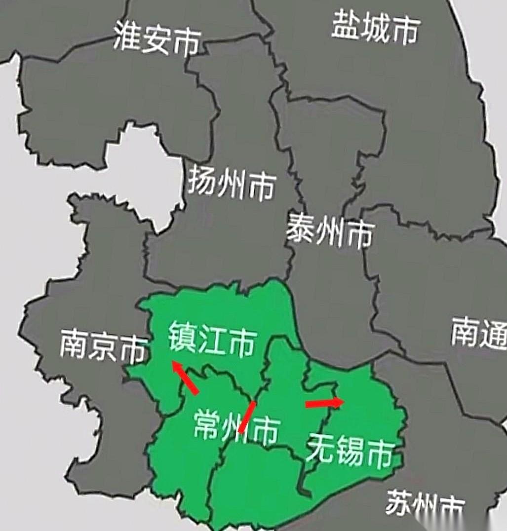 最近出现一个挺大胆的区划设想：把常州给“分”了。一边要让镇江圆了“万亿梦”，一