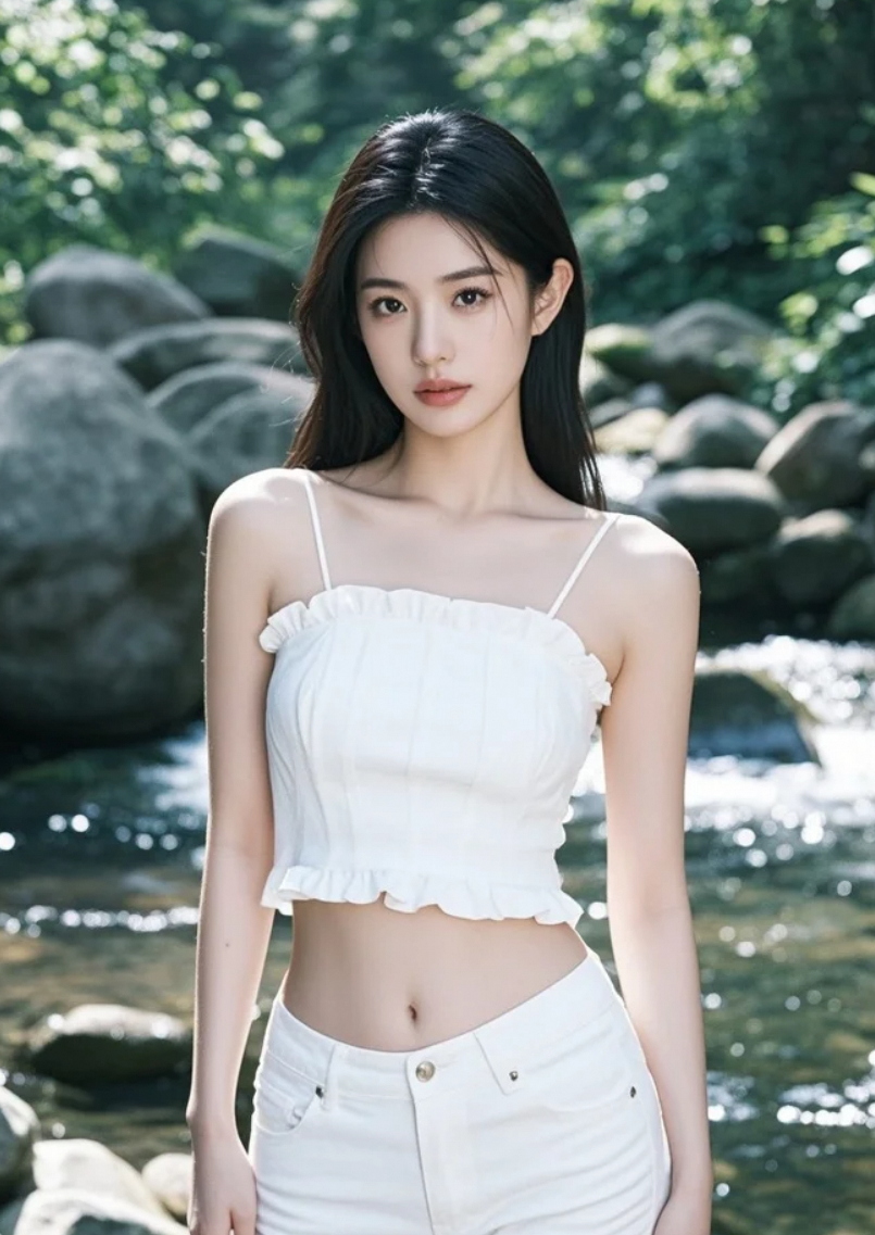 她弯腰拨水，涟漪荡开，也荡进我心里