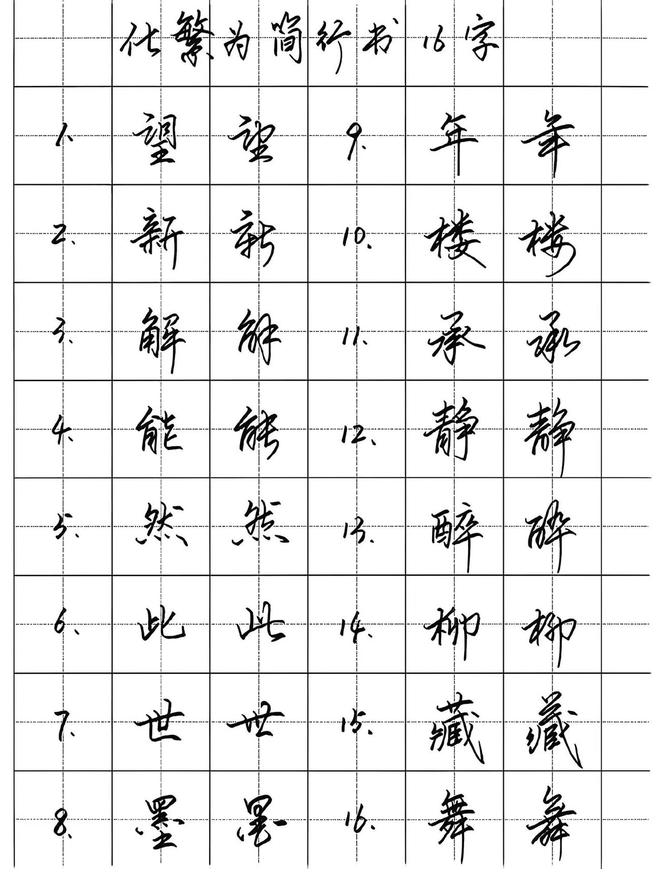 16个“化繁为简”的行书字，果断收藏。连笔字练字硬笔书法