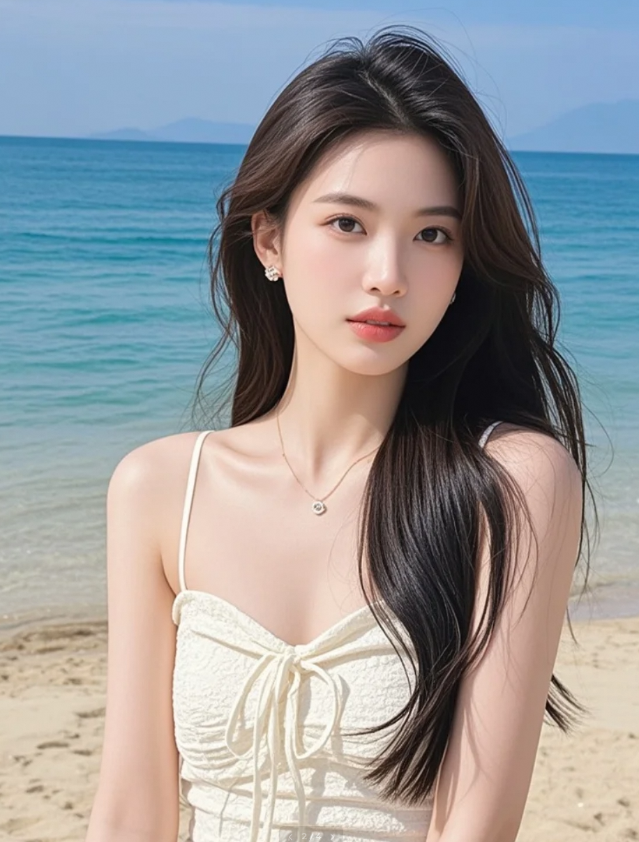 绝色美女海边摄影，每一帧都是大片