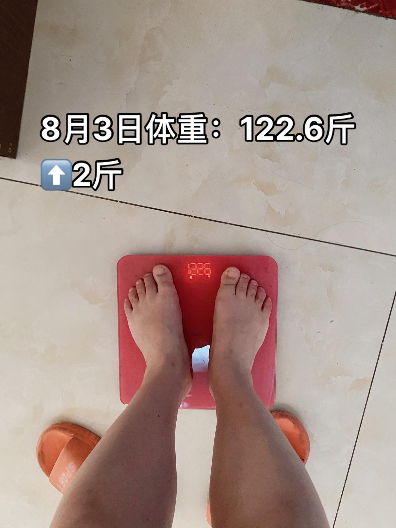 122.6斤⬆️2斤，昨天中午羊肉粉，晚上吃了米饭，烧白，麻辣鱼，呀呀呀…….今