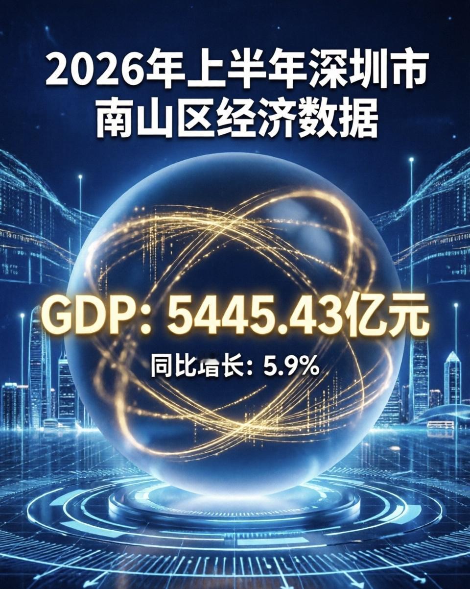 南山半年GDP5445亿，破纪录了。什么概念？深圳一个区，半年干出了很多省