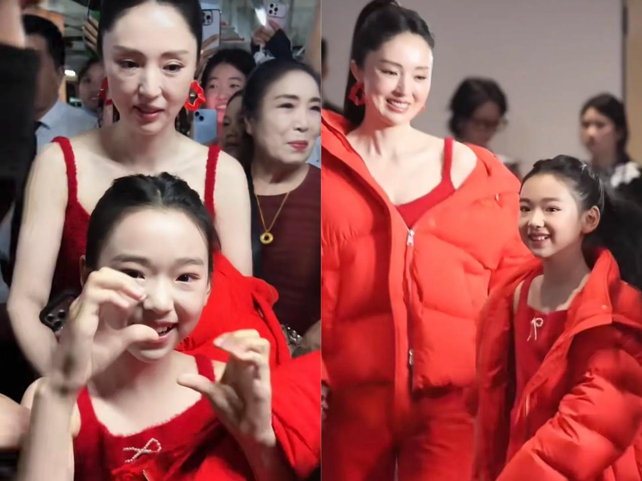 董璇与小酒窝一起参加线下活动，同一个妆造，一个原相机，一个滤镜镜头，差别
