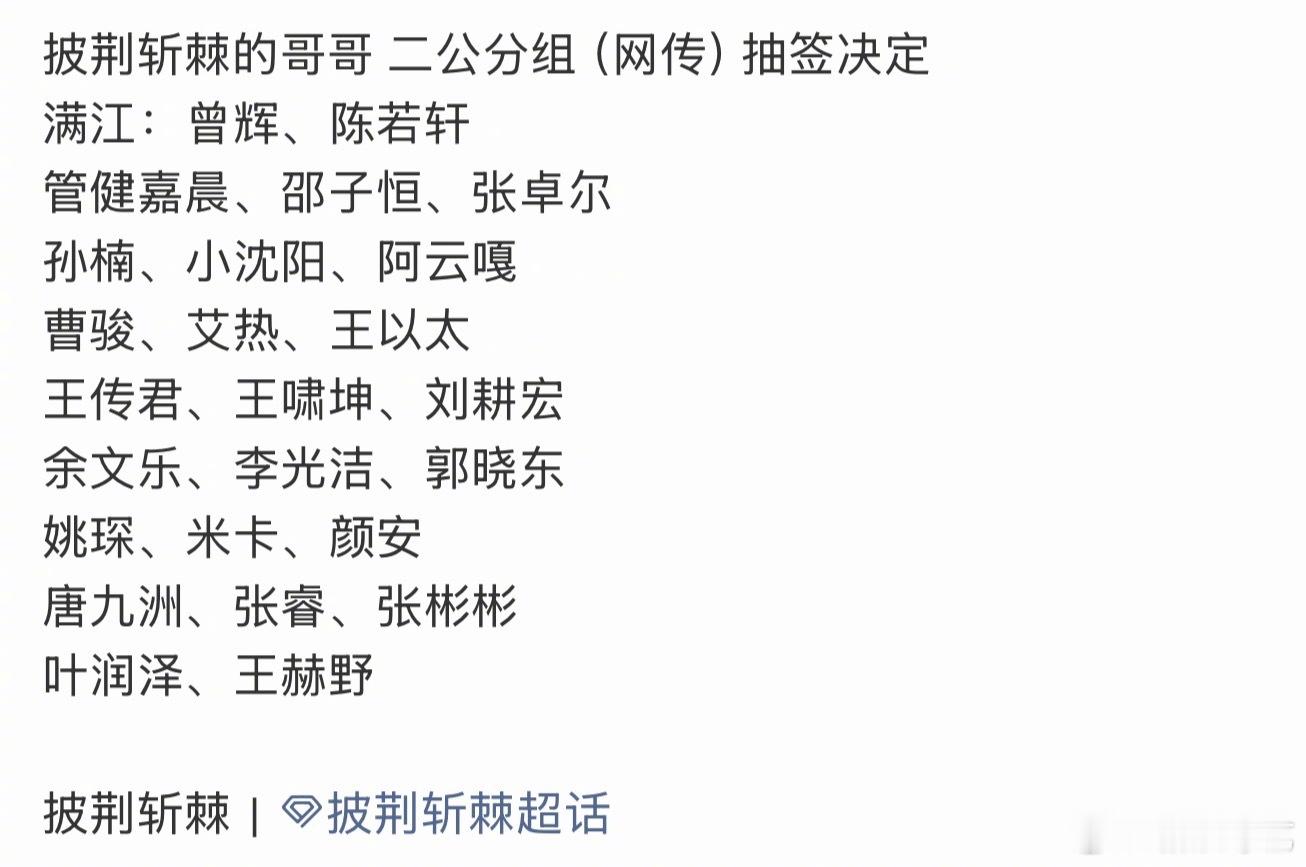 网传披荆斩棘二公组队郭晓东姚琛颜安组队网传二公组队名单出炉！