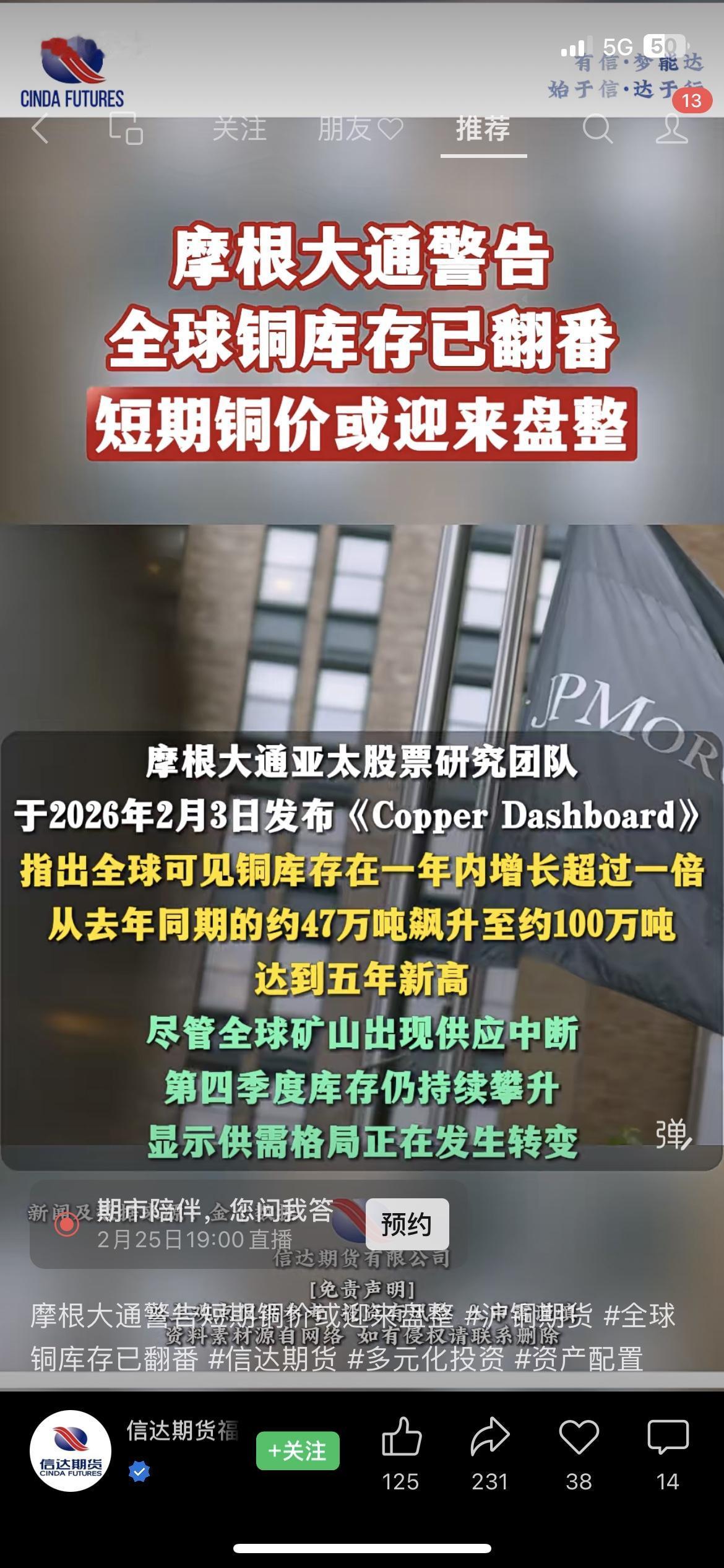 铜价突然跳水，真不是小事！摩根大通最新预警，全球铜库存一年直接翻倍，从47万吨