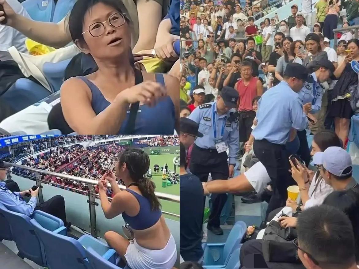 这下好了，不仅上海网球大师赛现场观众知道了全国人民都知道了，一名中年女性居然