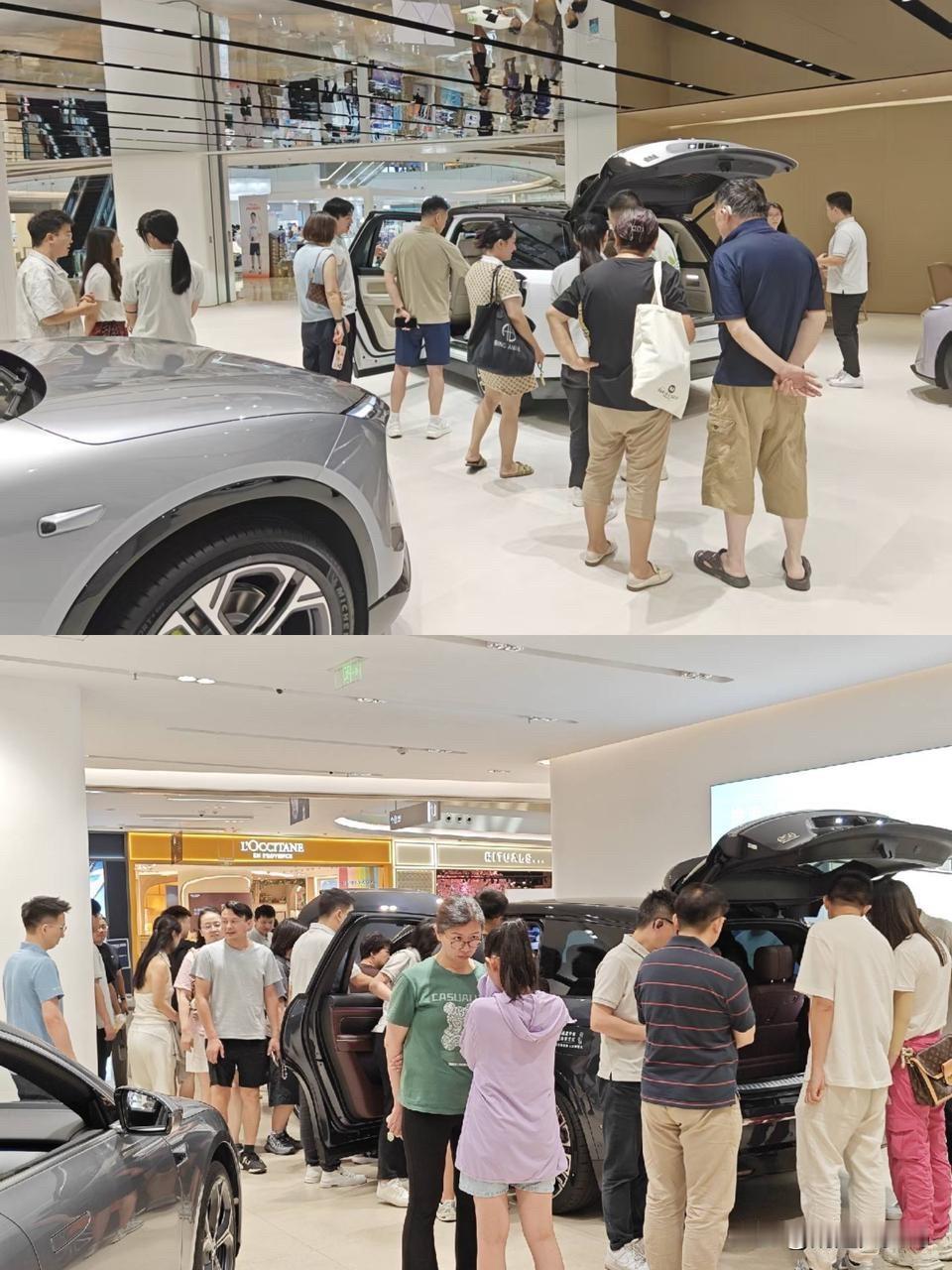 中午来商场吃个饭，发现蔚来门店被挤爆了感觉蔚来很久没有这么热闹的阵仗了本来想