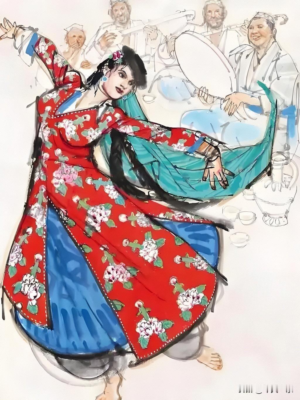 山水画的学习算是结业了，开始学习人物画。临摹了一幅史国良的《西域风情》，老师说画