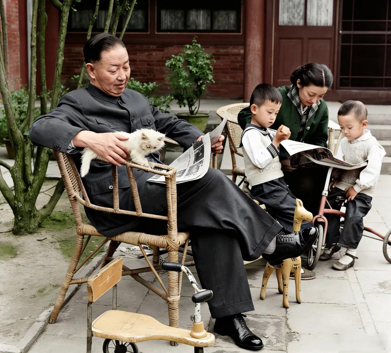 解放后，梅兰芳与家人在北京的生活。儿孙绕膝，读书看报，这是多少人晚年向往的生活？