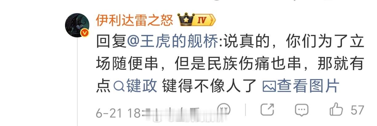 很喜欢一句振聋发聩的发言：“但是民族伤痛也串，那就有点键政键得不像人了”。