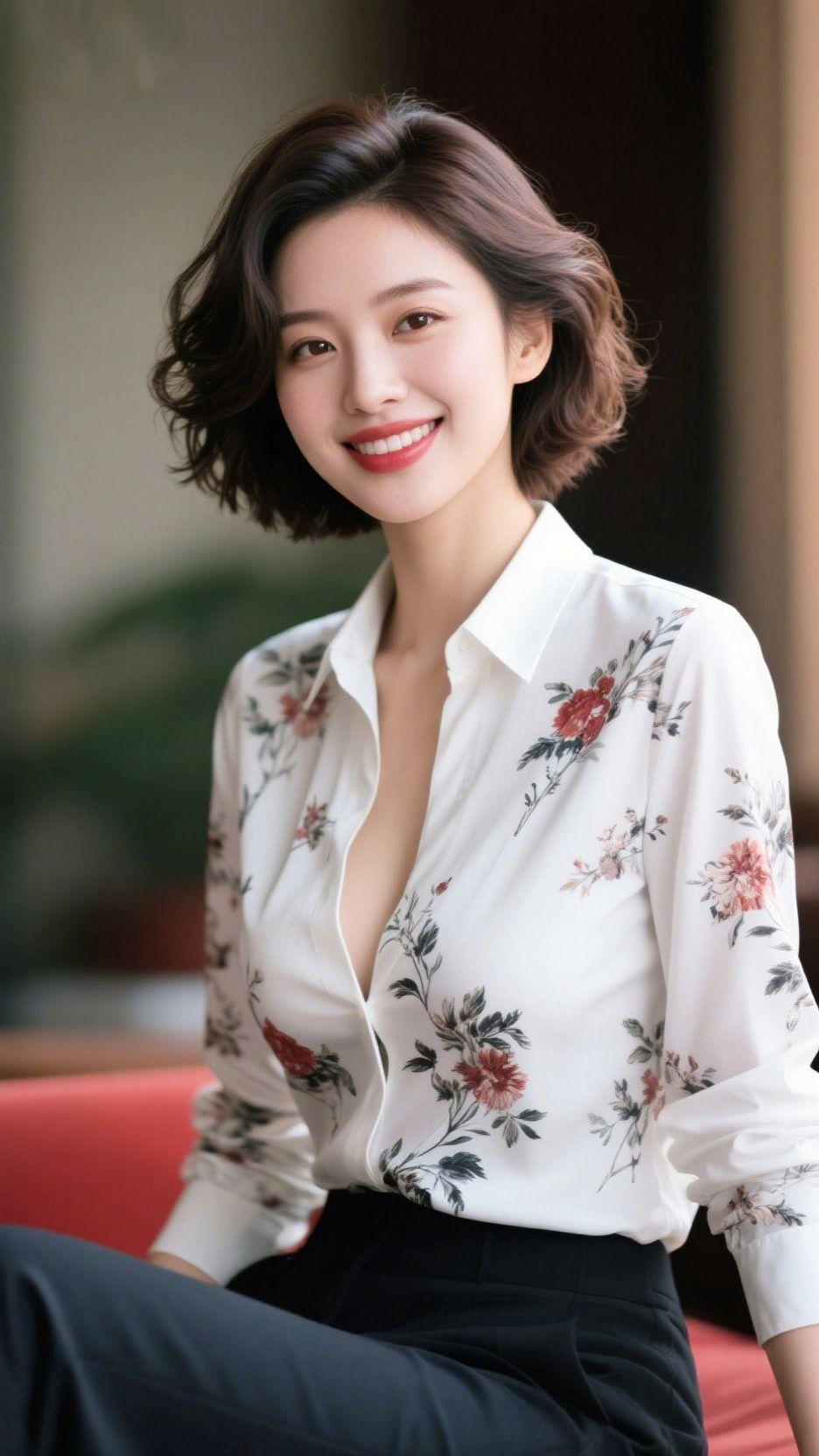 浅笑向暖，静享时光阳光轻洒，周身萦绕着温柔的气息，眉眼间的笑意恬淡安然，自