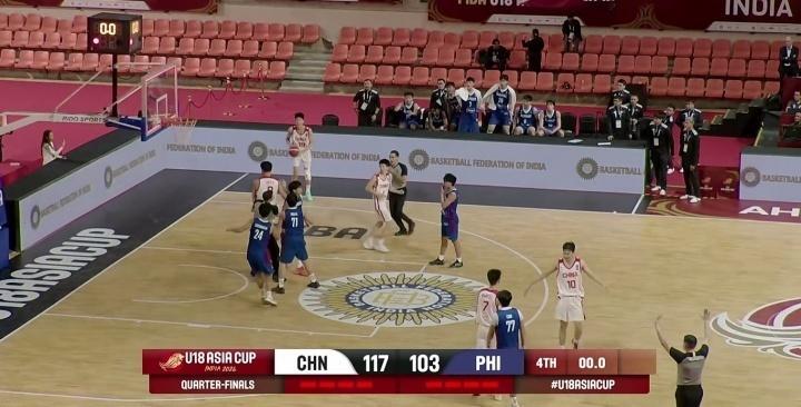 #中国U18vs菲律宾U18##菲律宾球迷挑衅中国U18男篮#U18亚洲杯，中国U18男篮117-1