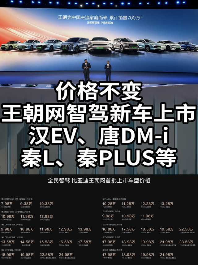 比亚迪王朝网多款智驾新车上市！加量不加价，秦PLUSDM-i7.98万起，元