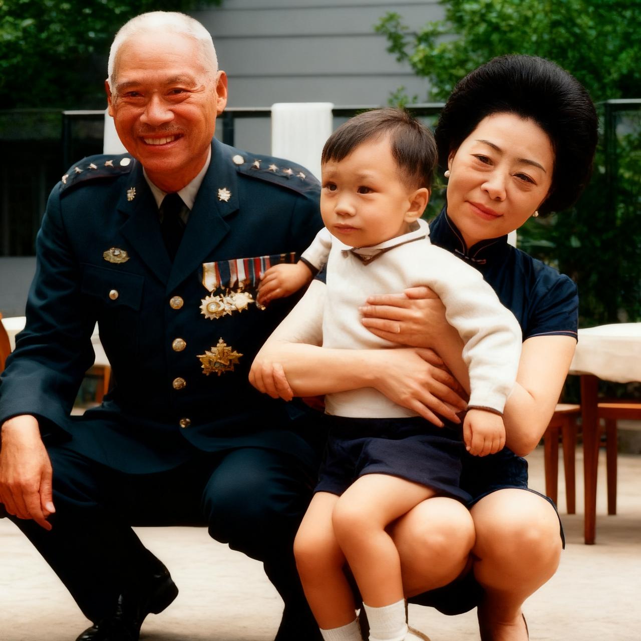 1960年，顾祝同与妻子许文容，怀抱小外孙白法圣，留下一张罕见合影，谁能想到，这