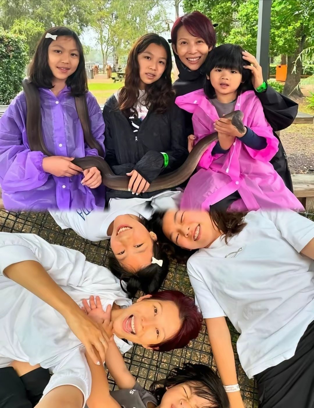 蔡少芬两个女儿长得很漂亮的，感觉长得都很像爸爸。但是慢慢长大了会变的，女大十八变呢。​