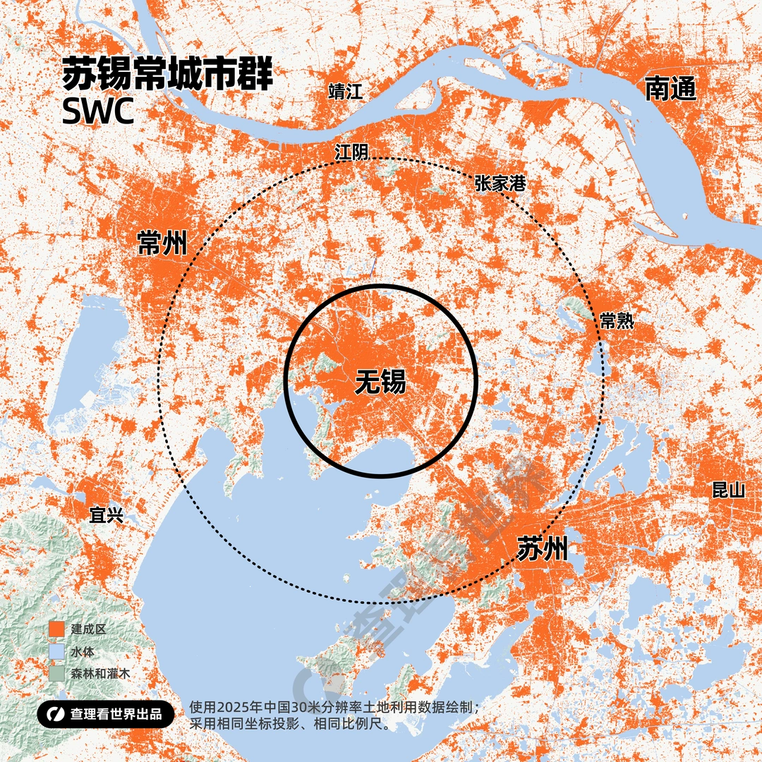 一张图看懂苏锡常，中国最均质的都市连绵带