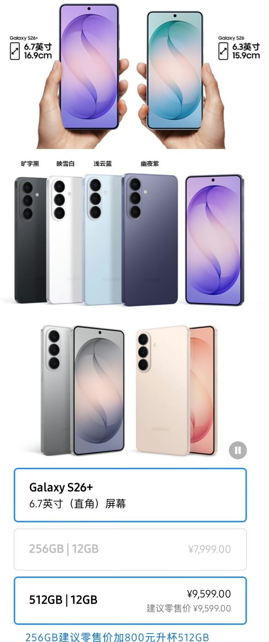 三星GalaxyS26系列价格起售价7999元…用过上一代的都知道，它最大的问题