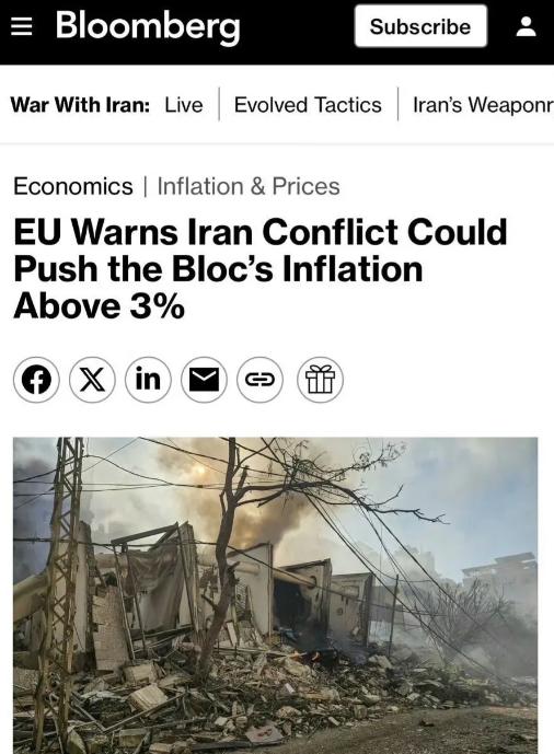 据美国彭博社报道，欧盟发出警告，如果布伦特原油价格保持在每桶约100美元的高位，