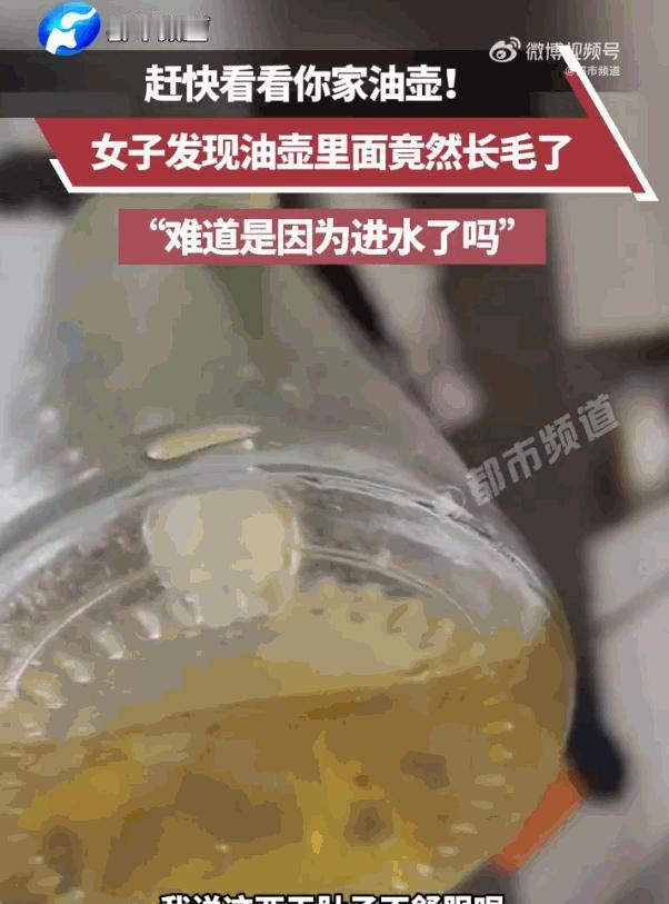 后怕不已！内蒙古，一女子勤快擦洗厨房油壶，短短数天后壶内食用油竟长出白毛，接连腹