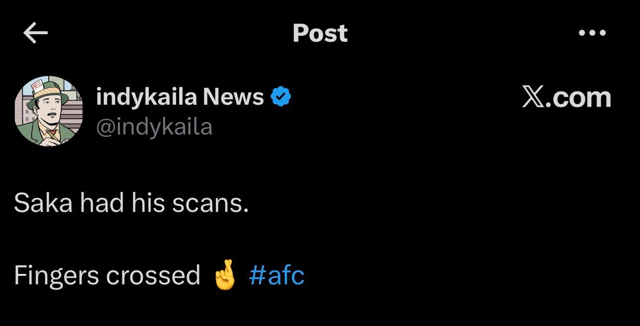 HandofArsenal消息，萨卡今天并未接受任何扫描。某些人(绿帽哥)为了制