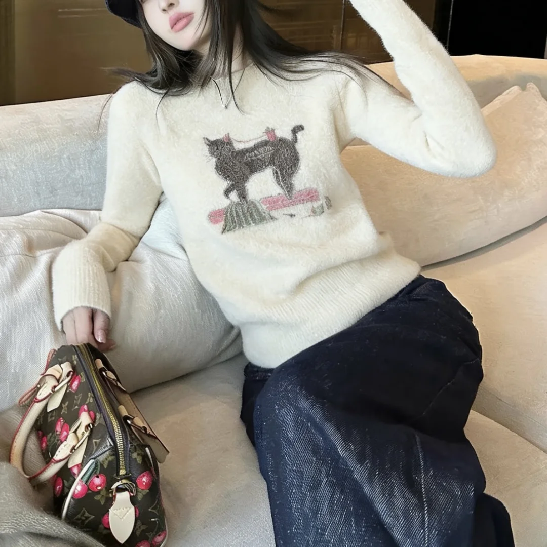 毛茸茸猫咪打底衫！宽松版型显瘦绝了～