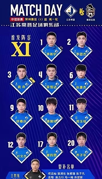 4月20日，中冠联赛常州赛区I组首轮迎来焦点战，全新亮相的“新江苏队”常晋俱乐部