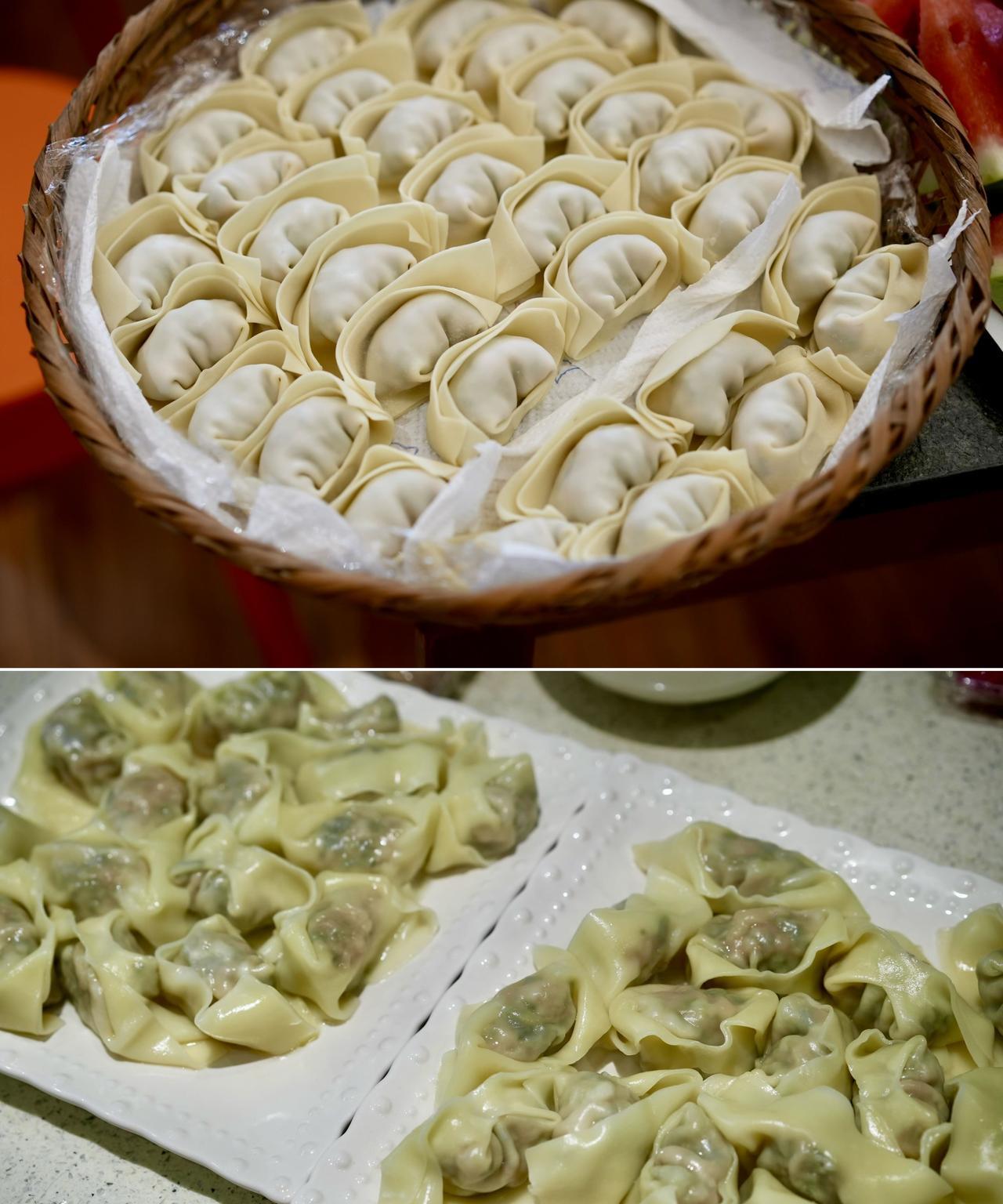 常委吃货群今晚到我家聚餐。自制冷结馄饨，绿豆汤，酸梅汤，喜力啤酒，西瓜，蚕豆豆