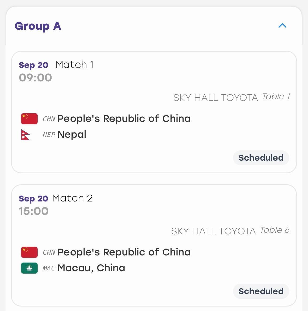 【2026爱知·名古屋亚运会】｜9月20日赛程女团小组赛·GroupA（图片为