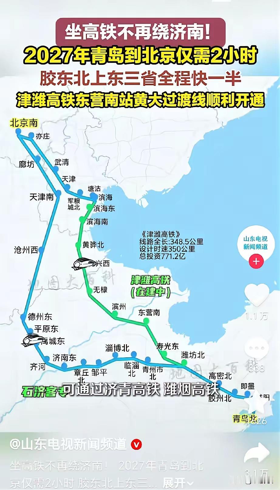 2027年青岛到北京仅需2小时，这消息着实令人兴奋！当前复兴号智能动车组使青岛到