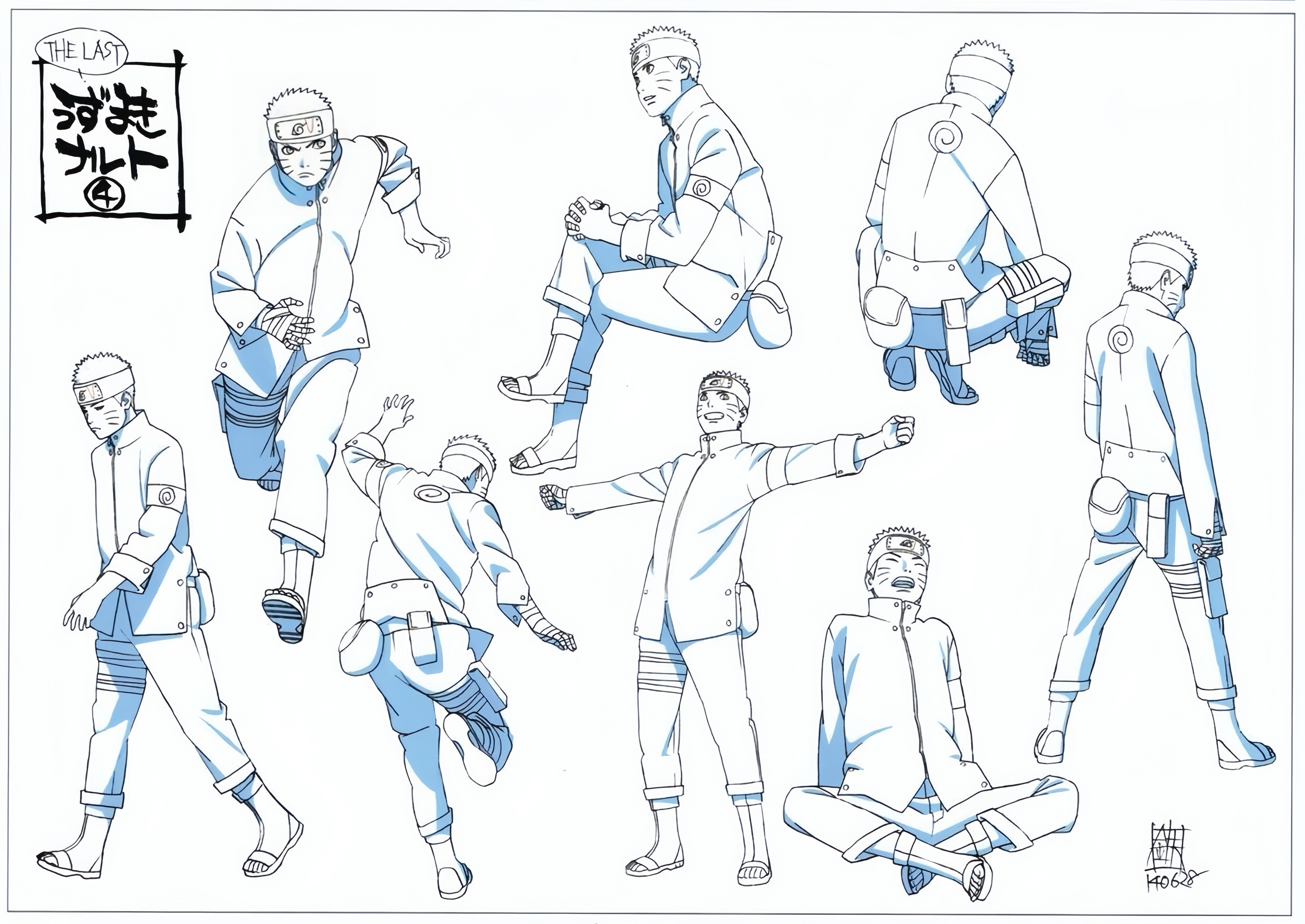 收录在『西尾铁也画集』里的《火影忍者剧场版:THELAST》鸣雏一家官设图超