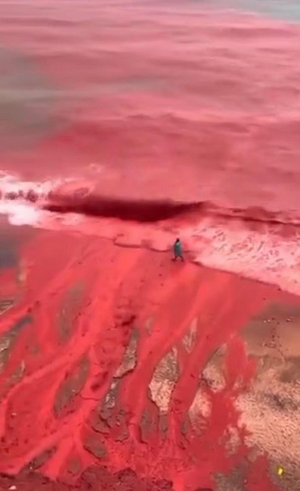 倾盆大雨落地之后，变成了血红色，对应上了《圣经》中的预言，将要世界末日了？2