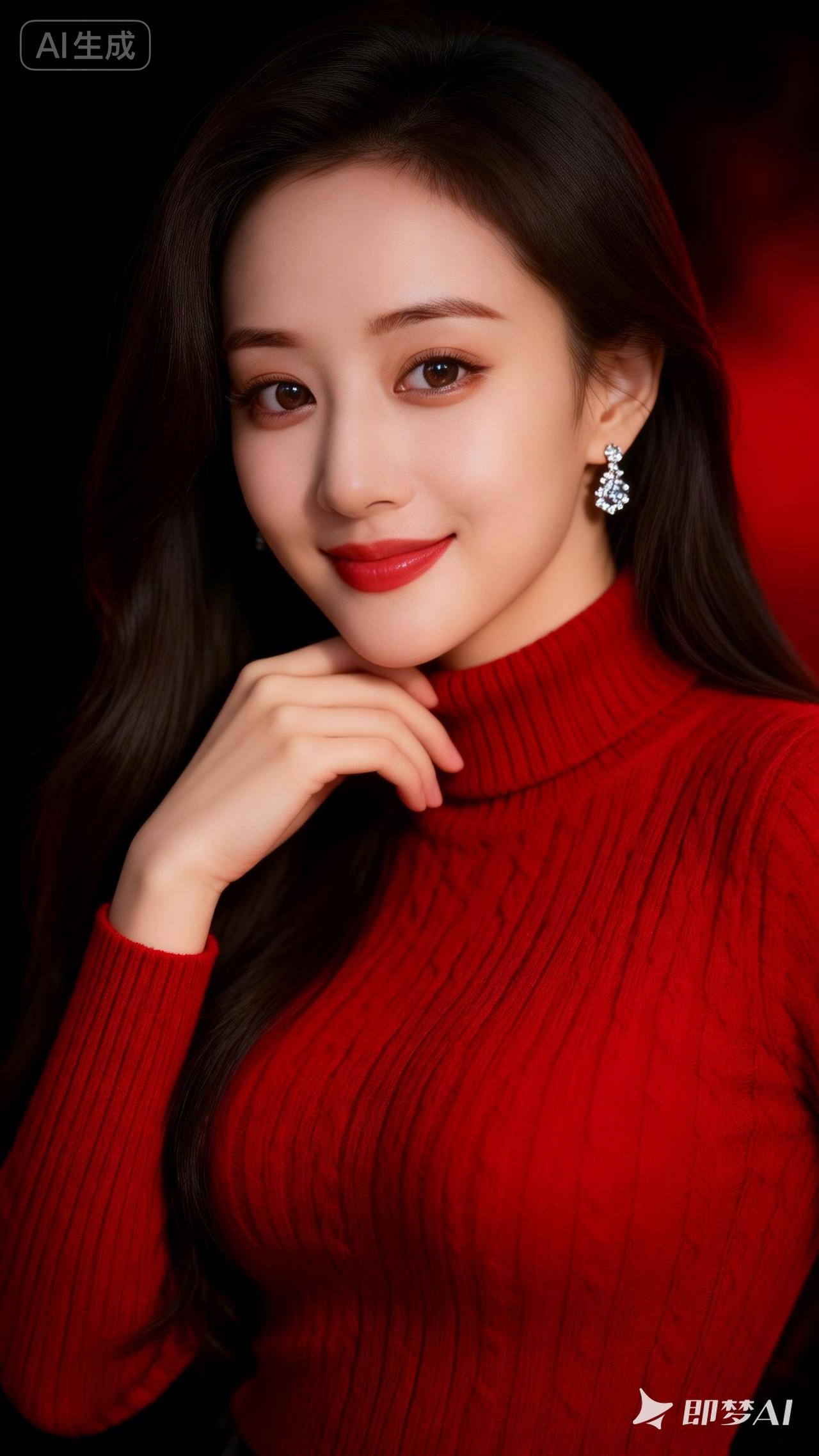 红唇轻启，优雅迷人。