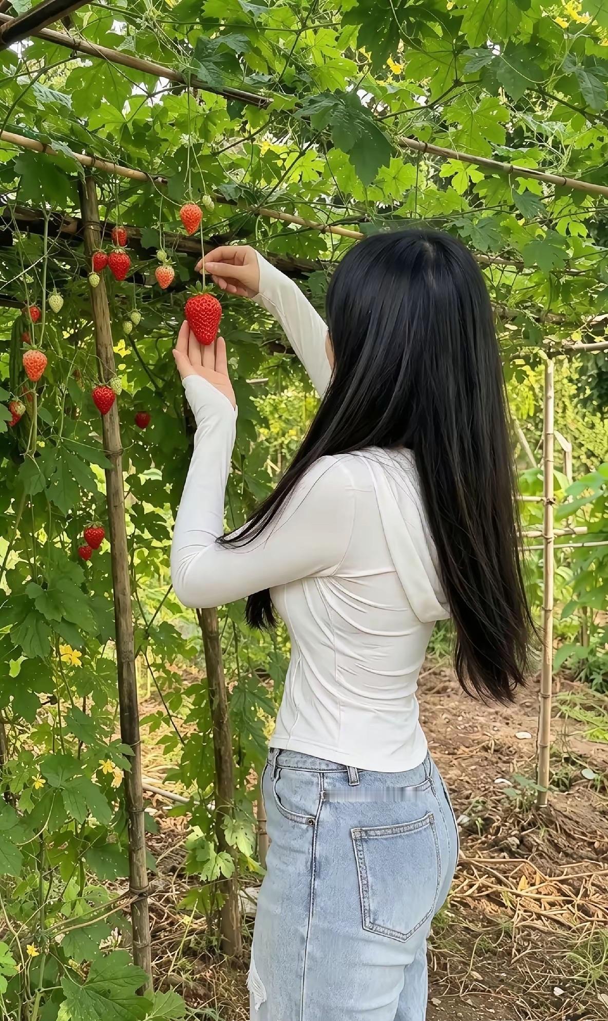 现在很多果园推出新服务，美女陪采，像这种草莓40元一斤，美女全程陪同采摘，你来
