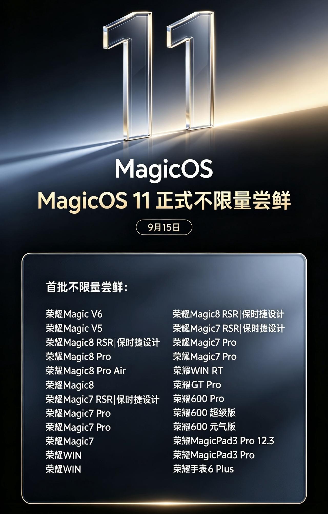 荣耀magicOS11这部分机型已正式全面开放尝鲜！荣耀magicOS11在