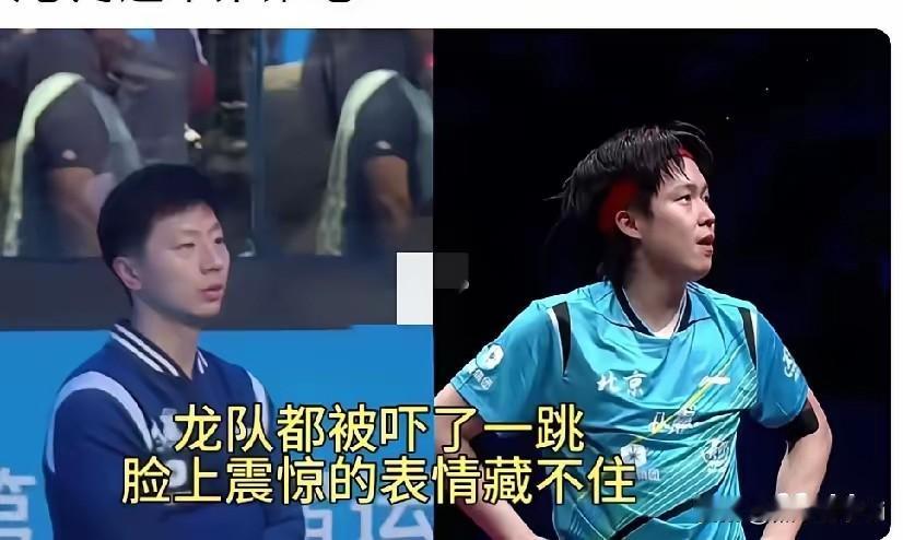 有次王楚钦在输了比赛后，用头撞球桌，马龙站在那里，眼里满是担心！老大哥式的心疼、