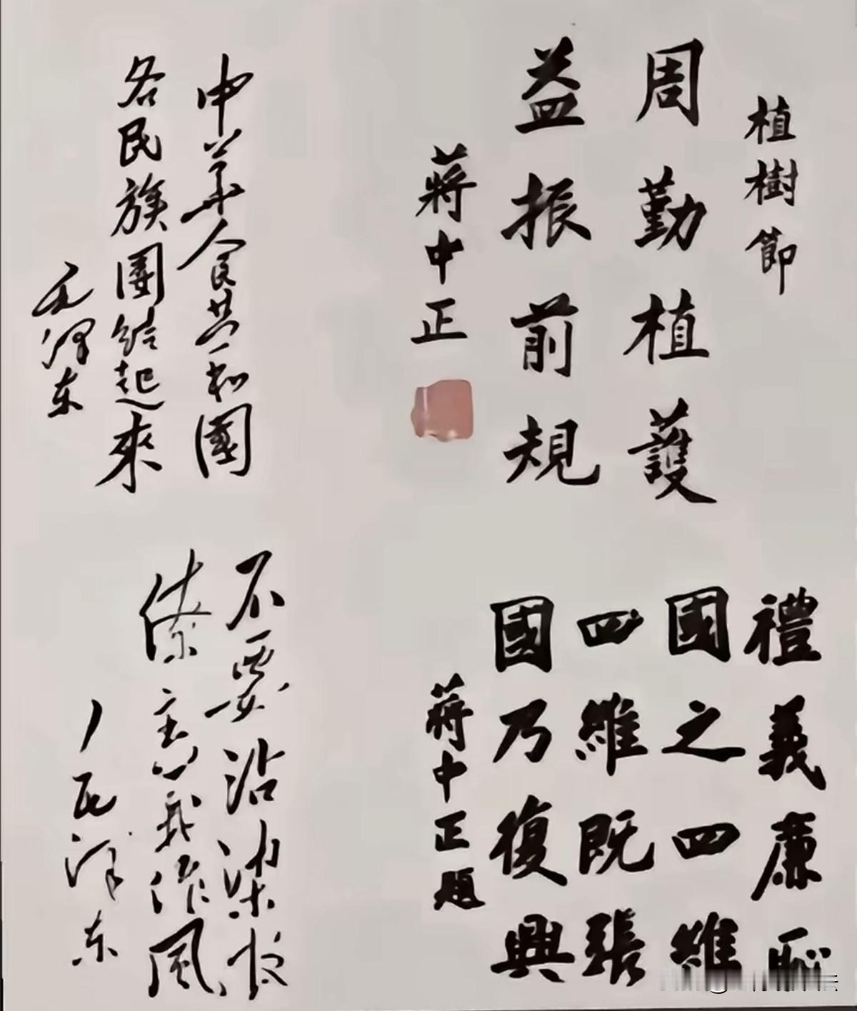 伟人和老蒋的笔迹