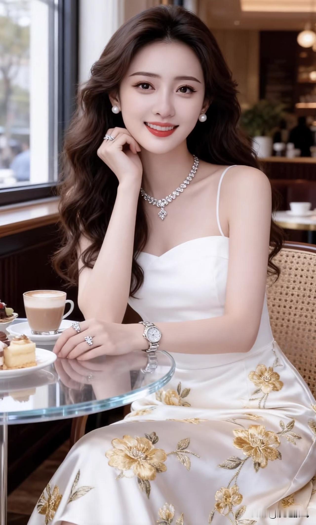 优雅下午茶时光，甜美笑容与精致甜点相伴甜系下午茶气质下午茶精致甜点下午茶气
