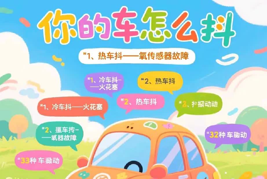你的车怎么抖：1、冷车抖——火花塞2、热车抖——氧传感器故障