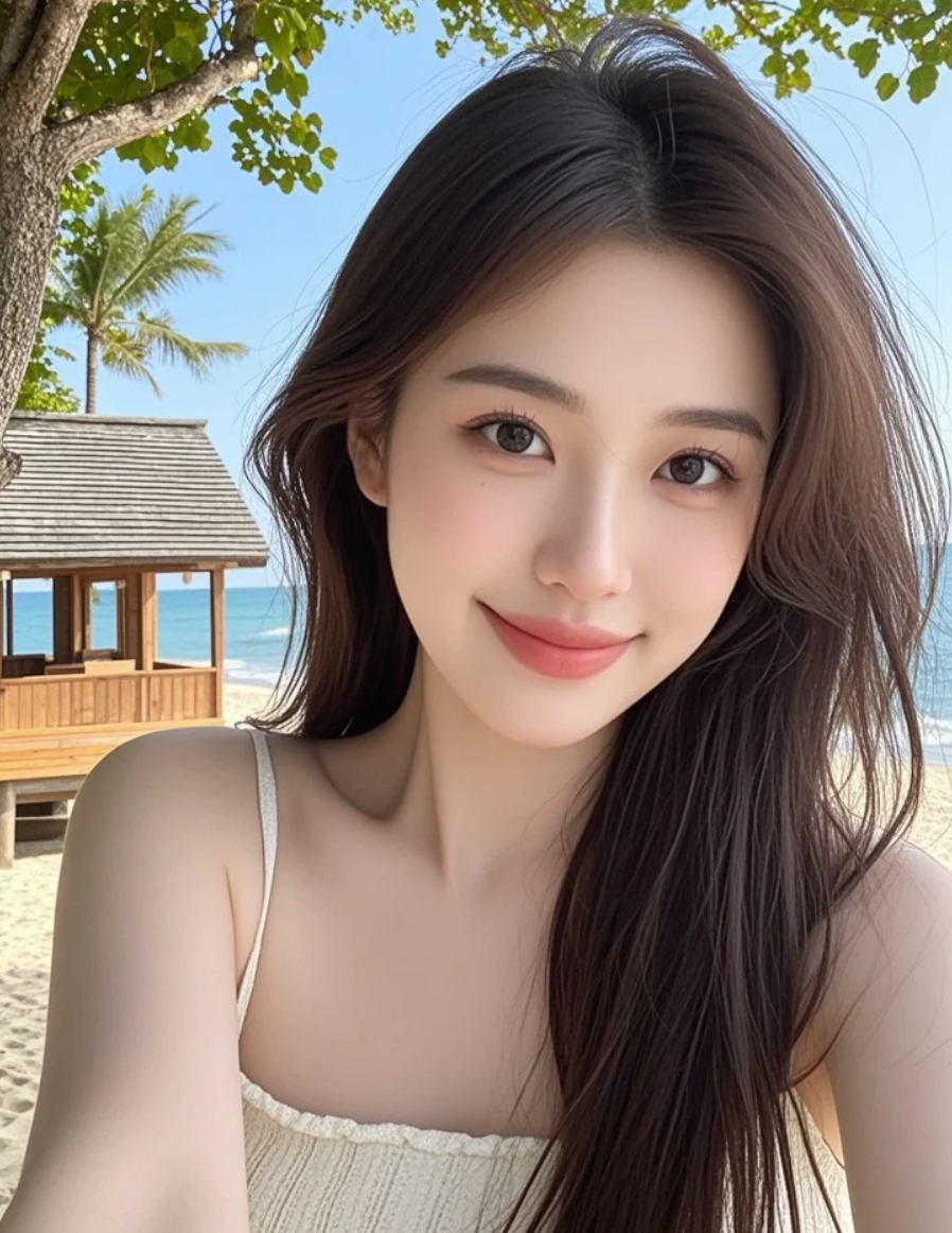 阳光海浪作伴，你觉得我美吗？