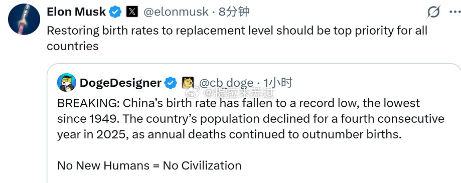 马斯克，又哔哔出生率了。