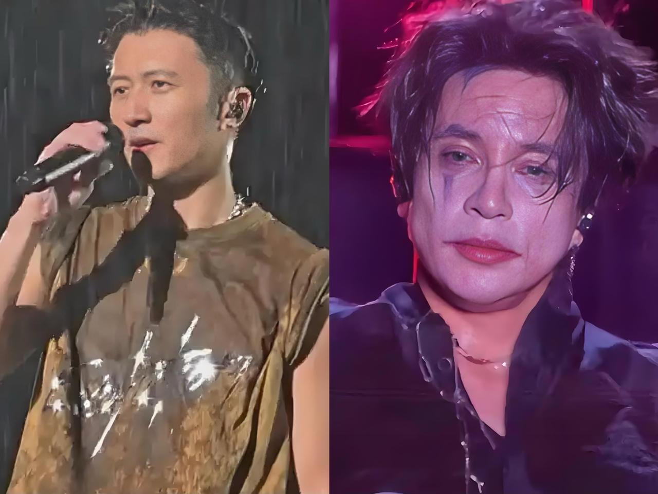 薛之谦原地“裂开了！”笑不活了！同样是雨中开唱，他和谢霆锋的舞台画风简直像两