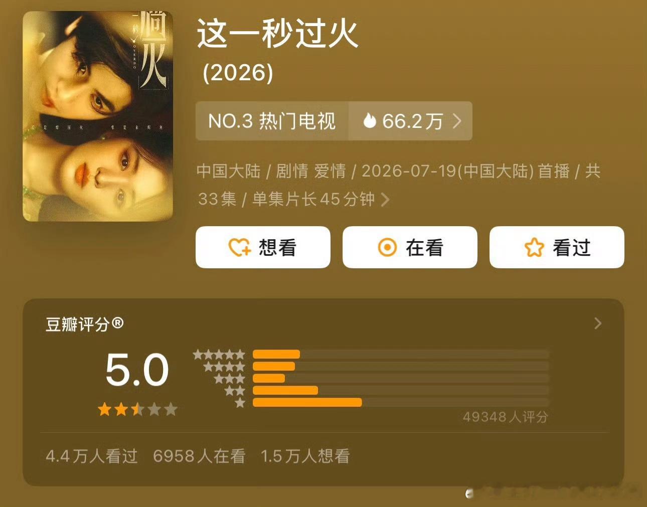 这一秒过火由5.1分降到5分了，人数依然不足5w人，还有下降空间