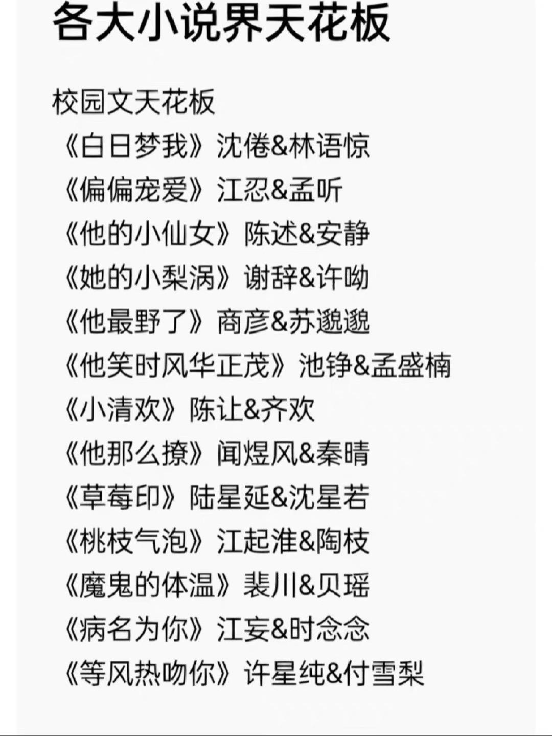 各类小说天花板。