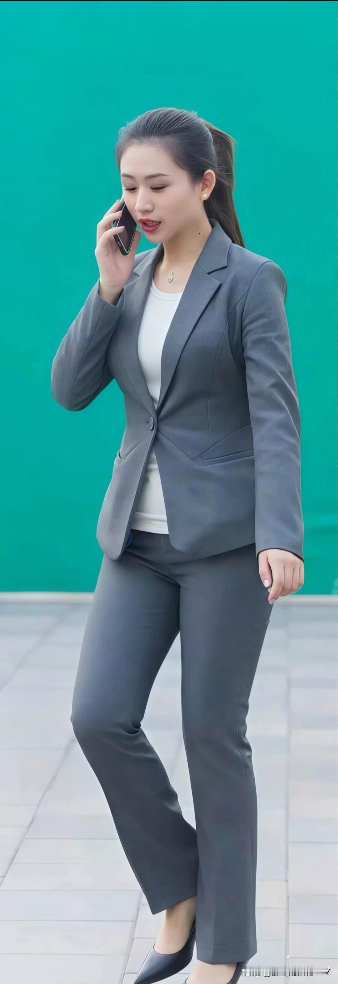 职场干练风里，灰色西装搭配堪称一绝。灰色自带高级感，穿上瞬间气场拉满。内搭一件