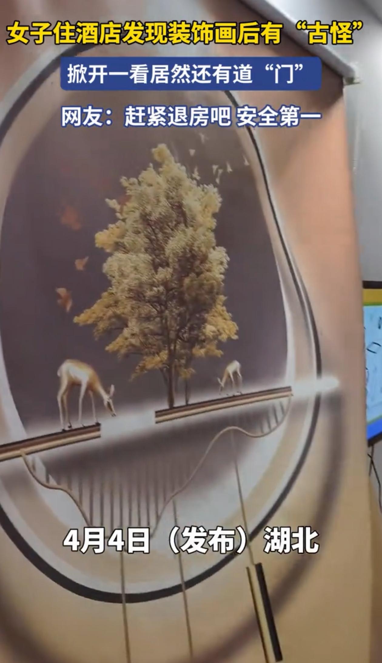 万万没想到！湖北，女子住酒店，发现房间中间有一副画，怎么看怎么奇怪，她掀开画一看