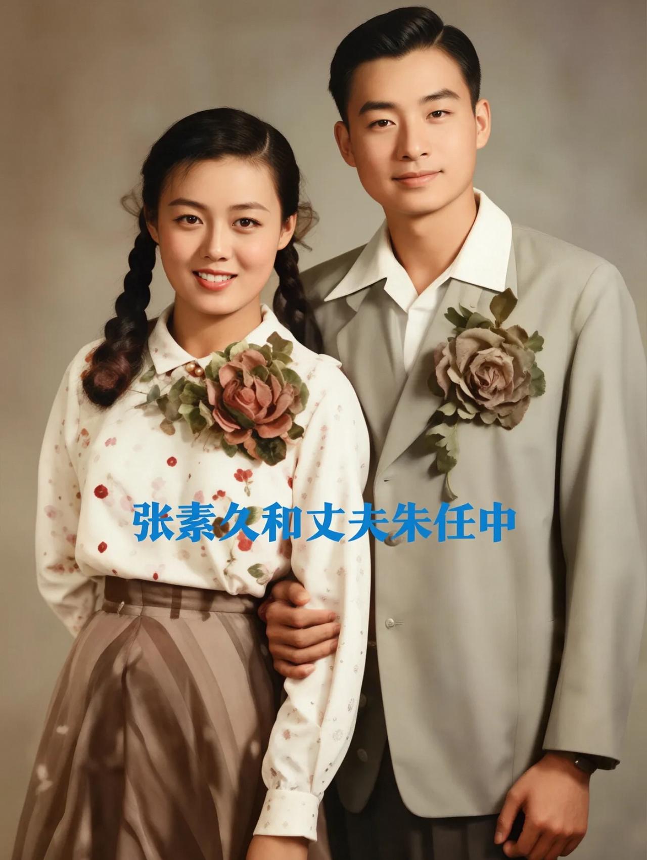 1956年，张素久和丈夫朱任中结婚时，一张幸福合影，一个英俊潇洒，一个美丽动人，